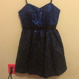 Black and blue prom dress